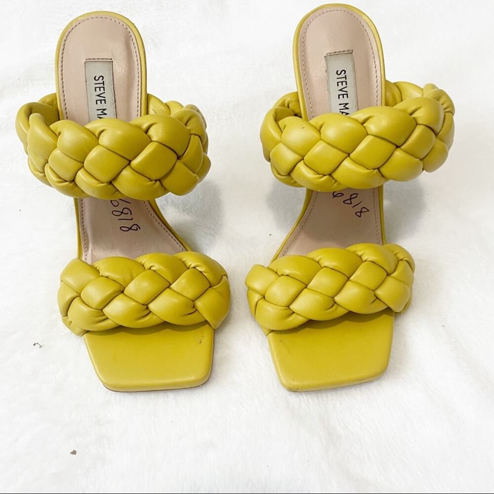 Steve Madden Kenley Citron yellow heeled sandal braided leather size 7 - Picture 2 of 8